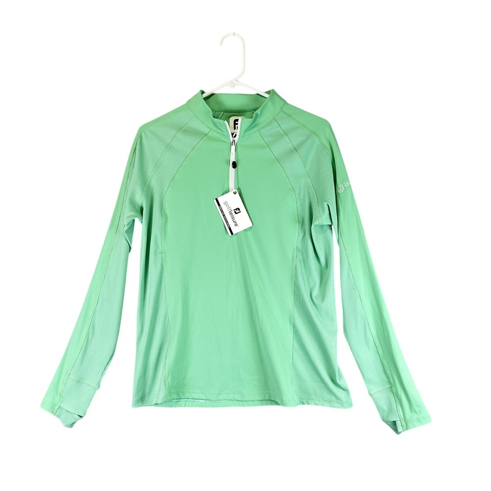 NEW Ladies FootJoy Size M Quarter Zip Rib Block Mid-Layer Jacket Green Golf $115